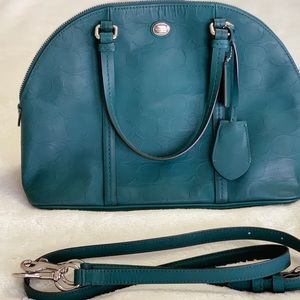 Coach Crossgrain Green Satchel
